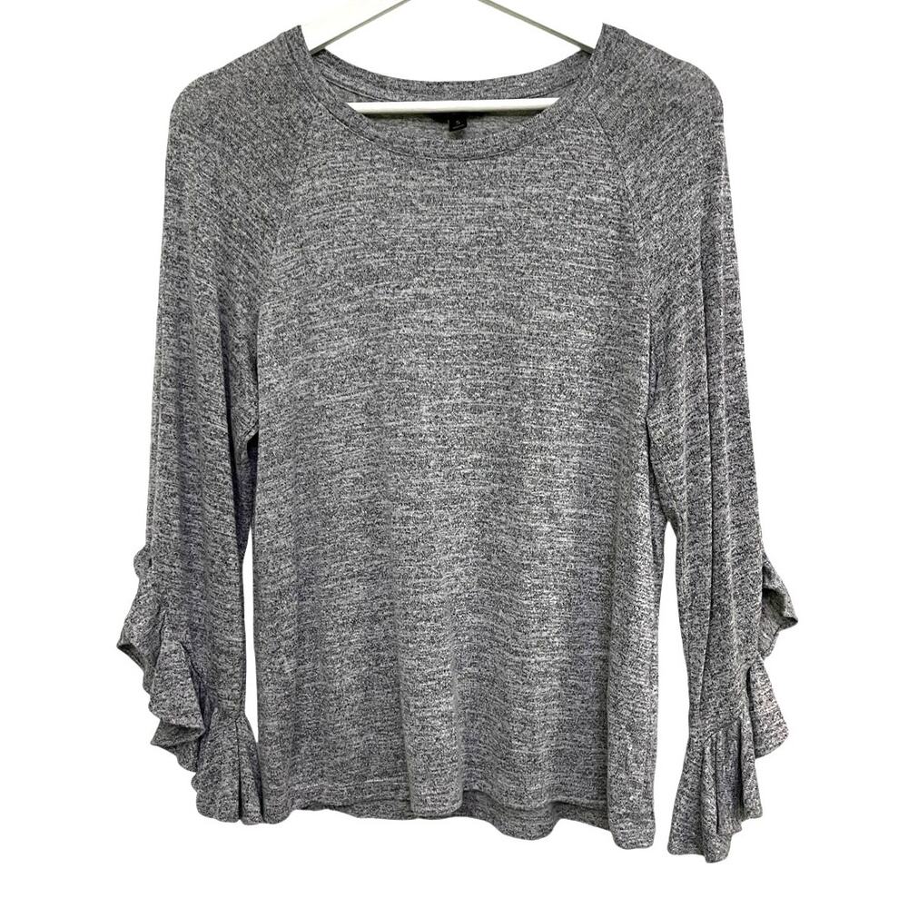 Banana Republic Women’s S Gray Marled Ruffle Bell Sleeve Knit Top